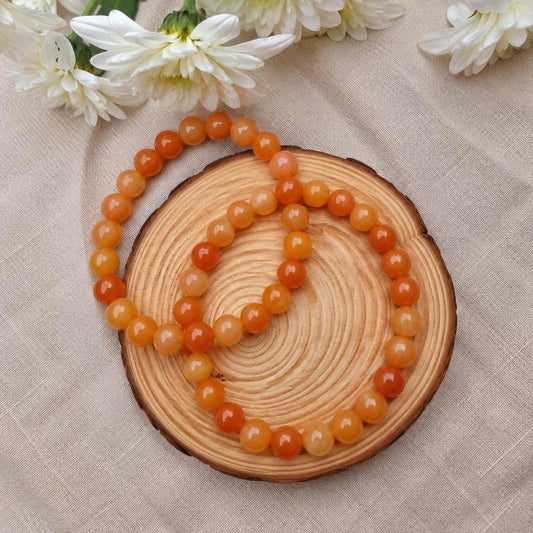 Pulsera de aventurina naranja natural de 6 mm con piedras en tonos naranjas y cálidos, diseño elegante y natural para uso diario